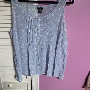 Blue and white flowy blouse